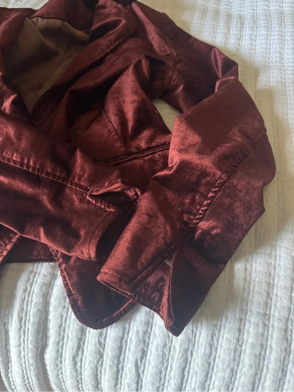Free People Cotton Blend Crushed Velvet Blazer Jacket Maroon Size XS